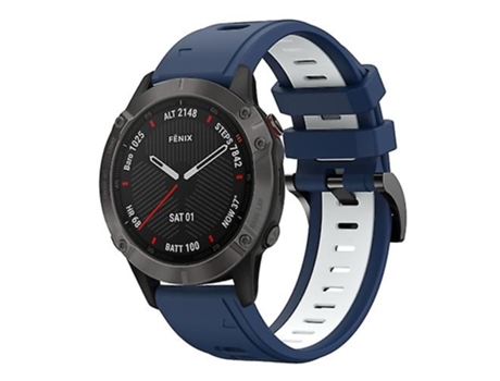 Correa De Reloj Inteligente Para Garmin Fenix 6 Zafiro Gps 22 Mm Banda De Reloj De Silicona Deportiva De Azul Medianoche - Blanco VENISYMLIS