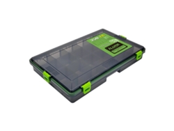 Caja grande impermeable para aparejos de pesca con estantes ajustables.