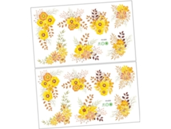 2 Pegatinas De Pared De Flores Amarillas Autoadhesivas De Pvc Sin