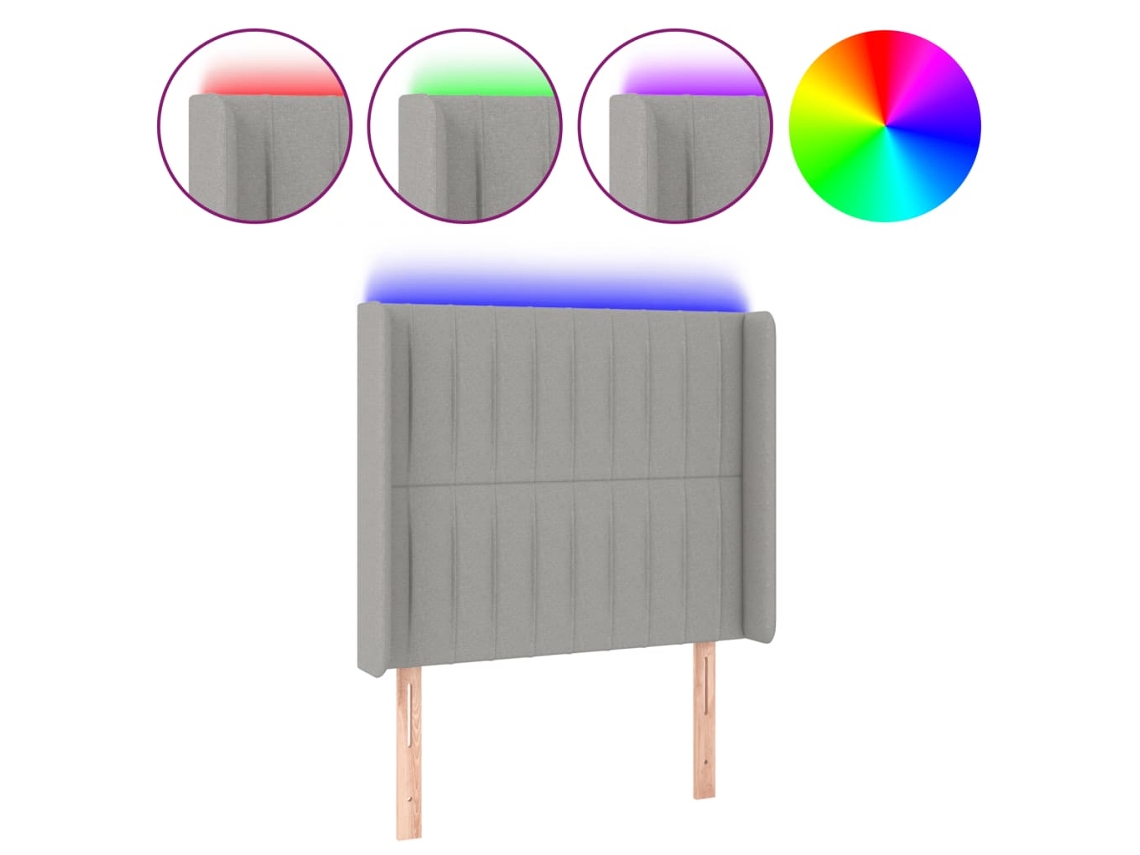 Cabecero con luces LED, tela gris claro, MAISON EXCLUSIVE (83x16x118 cm)