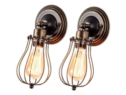 2026-lámpara De Pared Vintage Industrial Ajustable Con Jaula De Metal, Sconce Rústica Para Hogar Y Comercio
