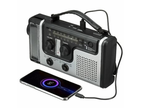 Radio Manivela Solar Multifuncional Am/Fm/Sw Emergencia Con Linterna Led