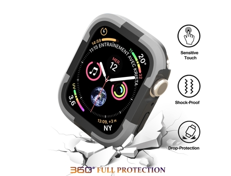 Apple Watch Series SE 2, 6, SE y 5 y 4, caja de reloj Armor Frame de 44 mm (gris)