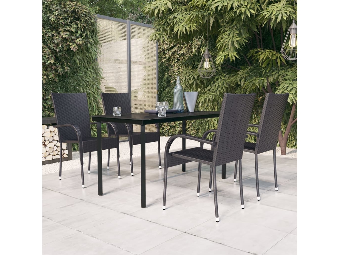 Juego de comedor de jardín de 5 piezas DKD Home Decor en negro