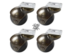 Ruedas Giratorias Antiguas De Muebles Linjou, Ruedas Con Placa, Resistentes, Silenciosas, Capacidad 20kg, Para Muebles Pequeños