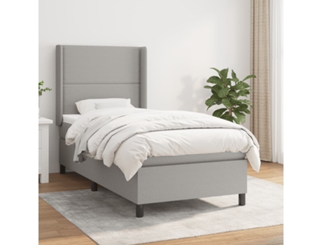 vidaXL Cama con somier y colchón 90x190 cm tela gris claro