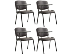Juego de 4 sillas Ken con mesa plegable en piel sintética marrón CLP