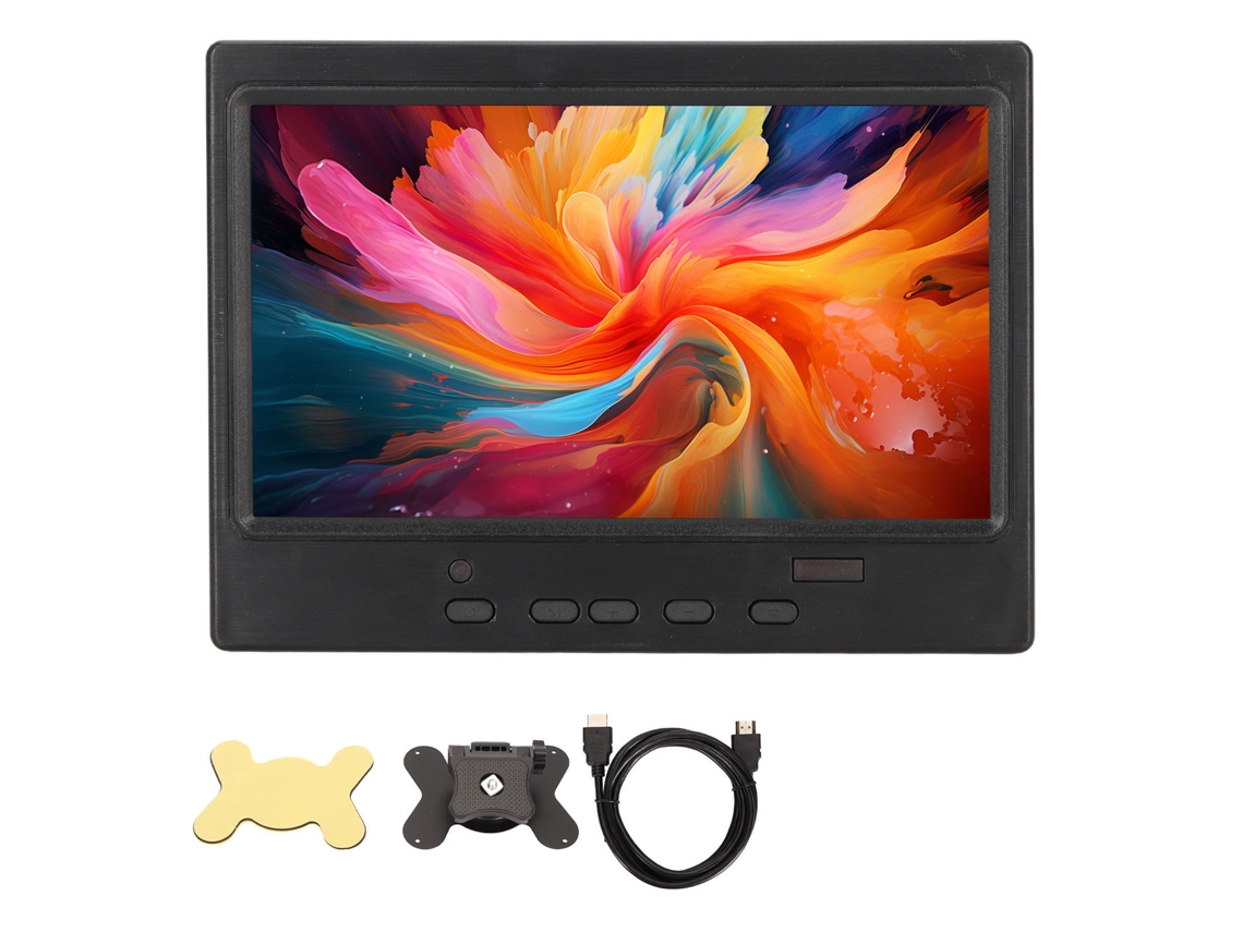 Monitor Portátil De 7 Pulgadas 1024x600 Con Hdmi Vga Av, Soporte Para Pc, Soporte Para Coche Y Enchufe Británico.