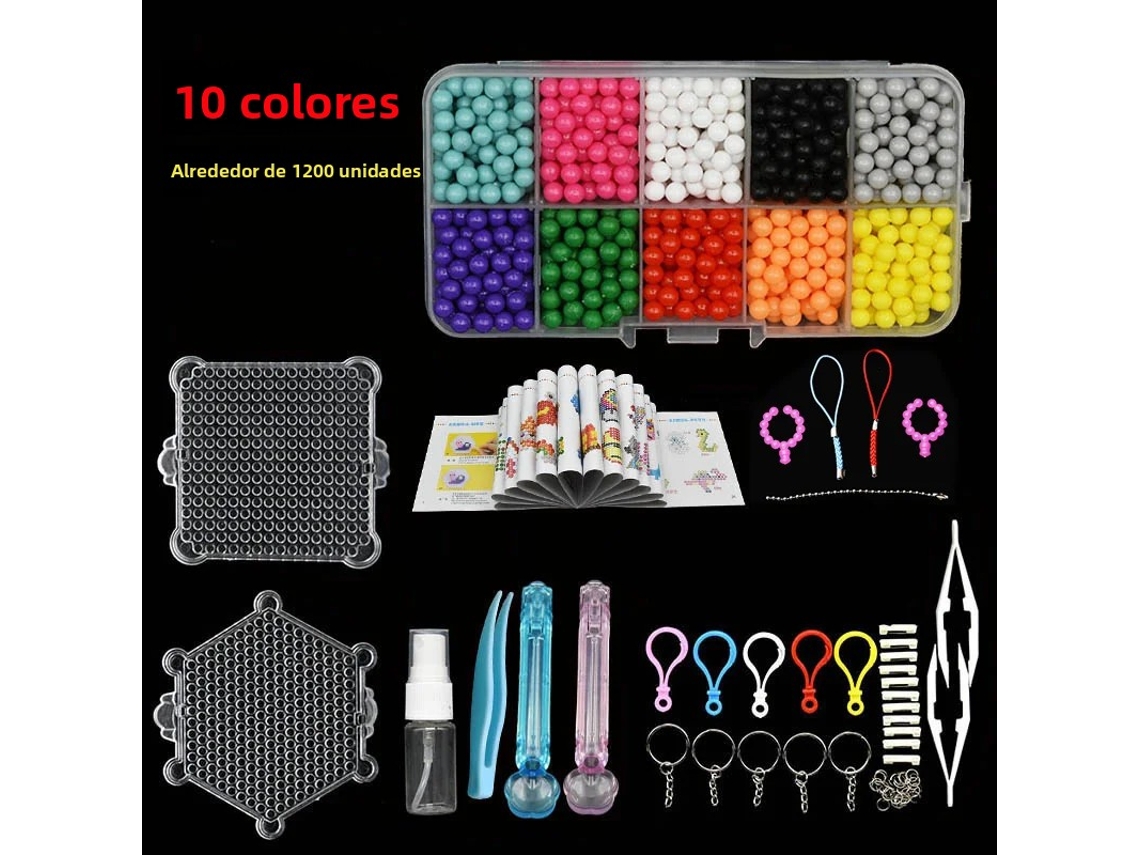 (10 Colores - 1200 Piezas) Juego De Cuentas Para Hacer Tú Mismo, Que Incluye Cuentas Mágicas Creativas Y Un Tablero Entrelazado.