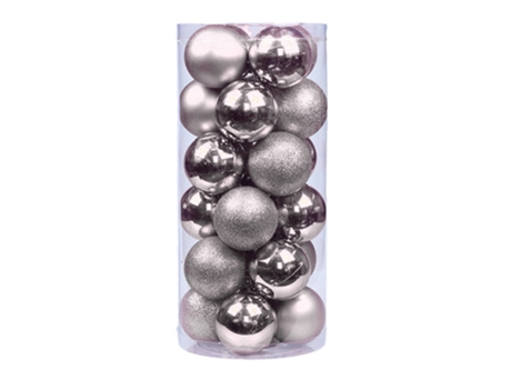 24 piezas de adornos de bolas de Navidad inastillables de 4 cm para la decoración del árbol de Navidad, plata 4 cm