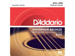 Cuerdas de Guitarra Acústica DADDARIO Ej17 (Calibre: .013-.056 - Bronce Fosforado)