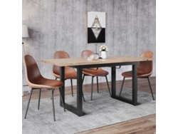 Mesa De Comedor Extensible 140/1808075 - Estilo Industrial, Rectangular, Mesa De Café De Ocio Moderna, Hierro, Mdf, Aspecto Roble + Negro