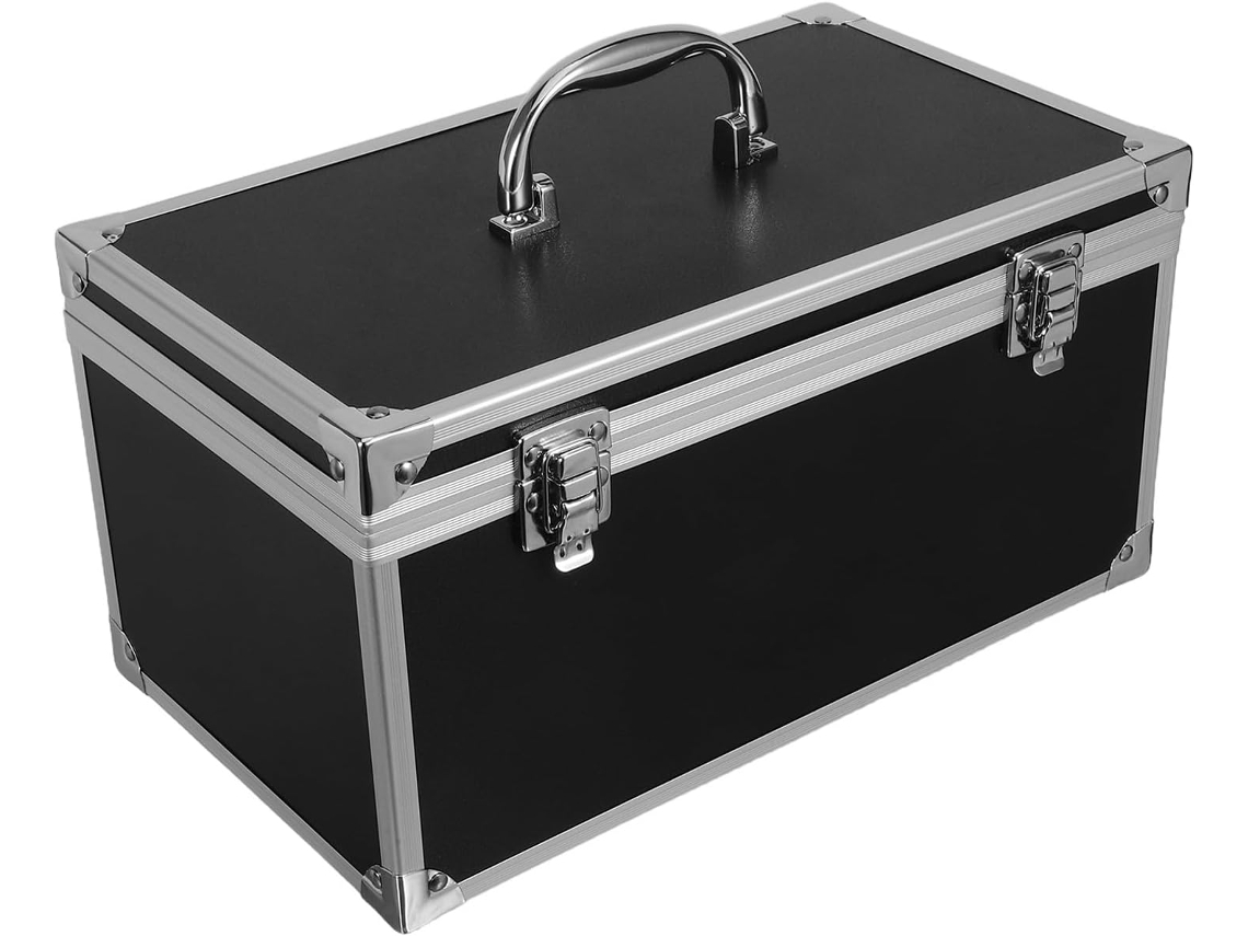 Maletín de herramientas multifuncional de aluminio Topbathy Healeved con asa, rígido para guardar herramientas manuales.