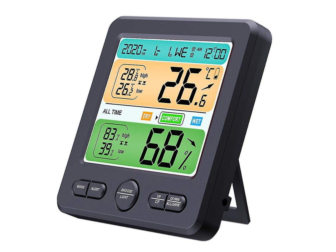 Termómetro Higrómetro De Precisión Con Pantalla Lcd De Pared O Mesa Para Hogar Con Alarma Inteligente Y Luz De Fondo