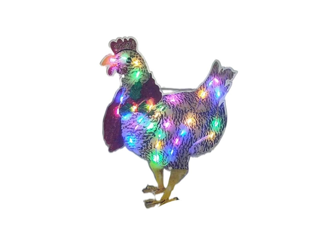 Estatua Plana De Pollo Con Luces Decorativas Para Jardín Y Decoración Navideña.