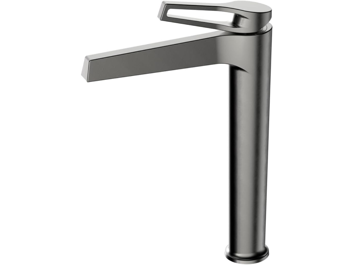 Grifo Mezclador Monomando De Latón Color Gris Plomo Para Lavabo De Baño
