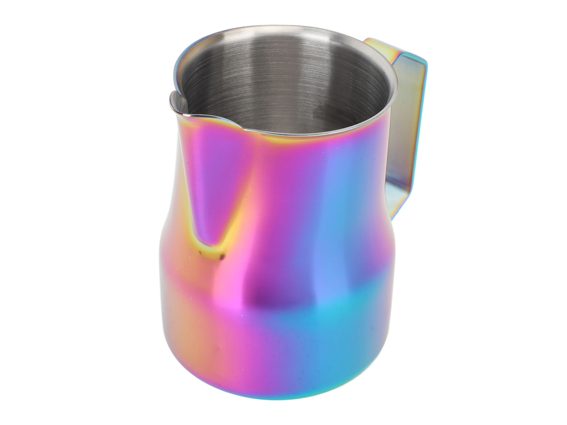 Jarra de leche de 450 ml en acero inoxidable 304 para espumar café, antigoteo, colorida