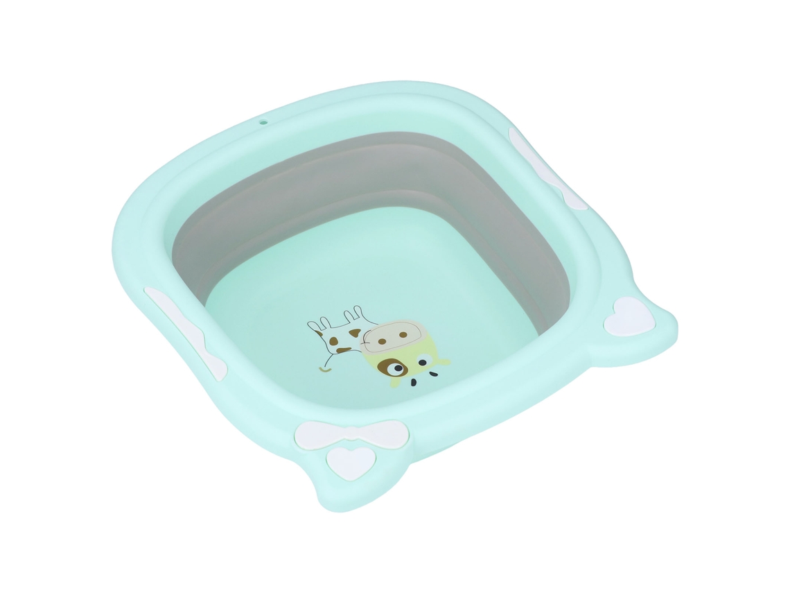 Lavabo plegable multifuncional para bebés Mali con estampados de dibujos animados, portátil, verde.