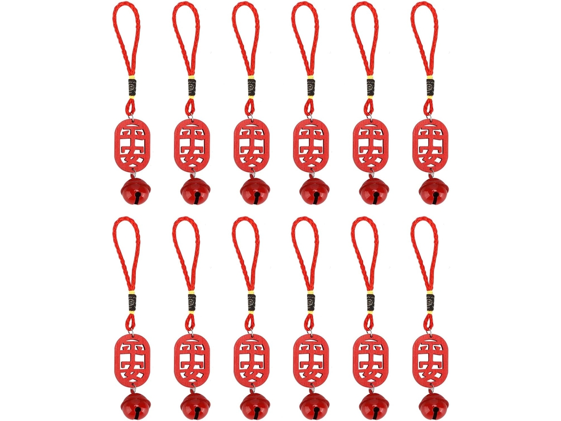 12 Piezas De Colgantes De Campana De 15, 5 Cm De Alto, De Madera Roja