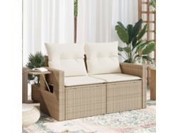 Sofá de jardín de 2 plazas con cojines de mimbre beige, Dkd Home Decor