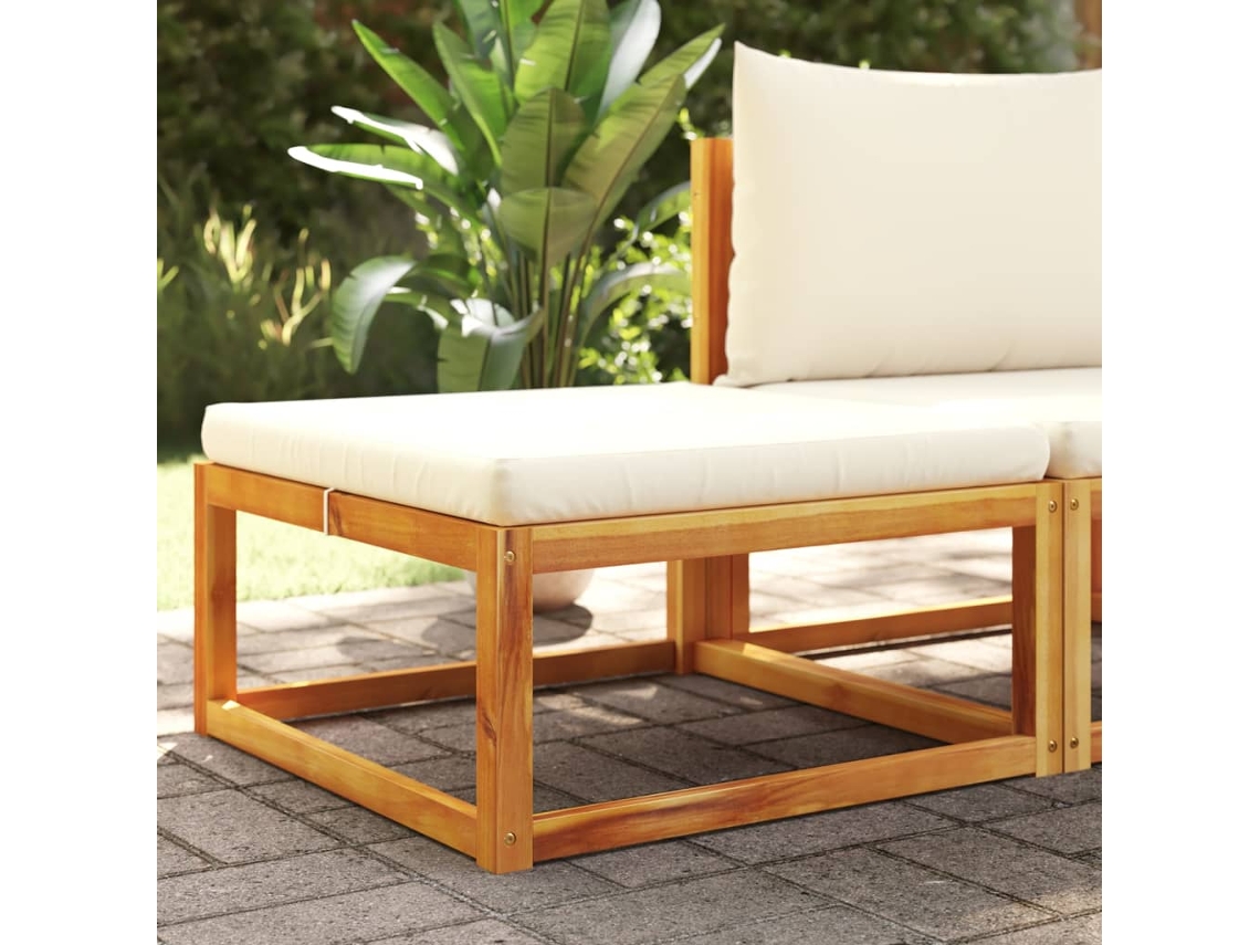 Reposapiés de jardín con cojín de madera maciza de acacia Wsd28789 Lovely Home