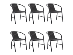 Sillas de jardín (6 unidades, mimbre, plástico y acero, 110 kg, DKD Home Decor)