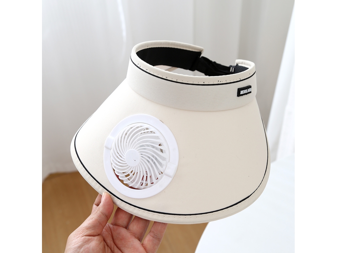 (blanco Roto) Sombrero De Sol De Larga Duración Con Ala Ancha, Carga Solar Y Potente Ventilador.