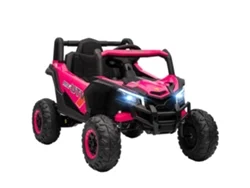 Coche eléctrico infantil de 12 V con 2 motores, mando a distancia de 2,4 G, velocidad de hasta 7 km/h, USB, 96 x 61 x 56 cm, rosa, ZENCORE SERVICES
