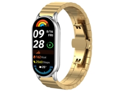 Pulsera para Xiaomi Smart Band 10/9/8 NFC - Acero inoxidable - Textura de bambú con una cuenta (14 mm)
