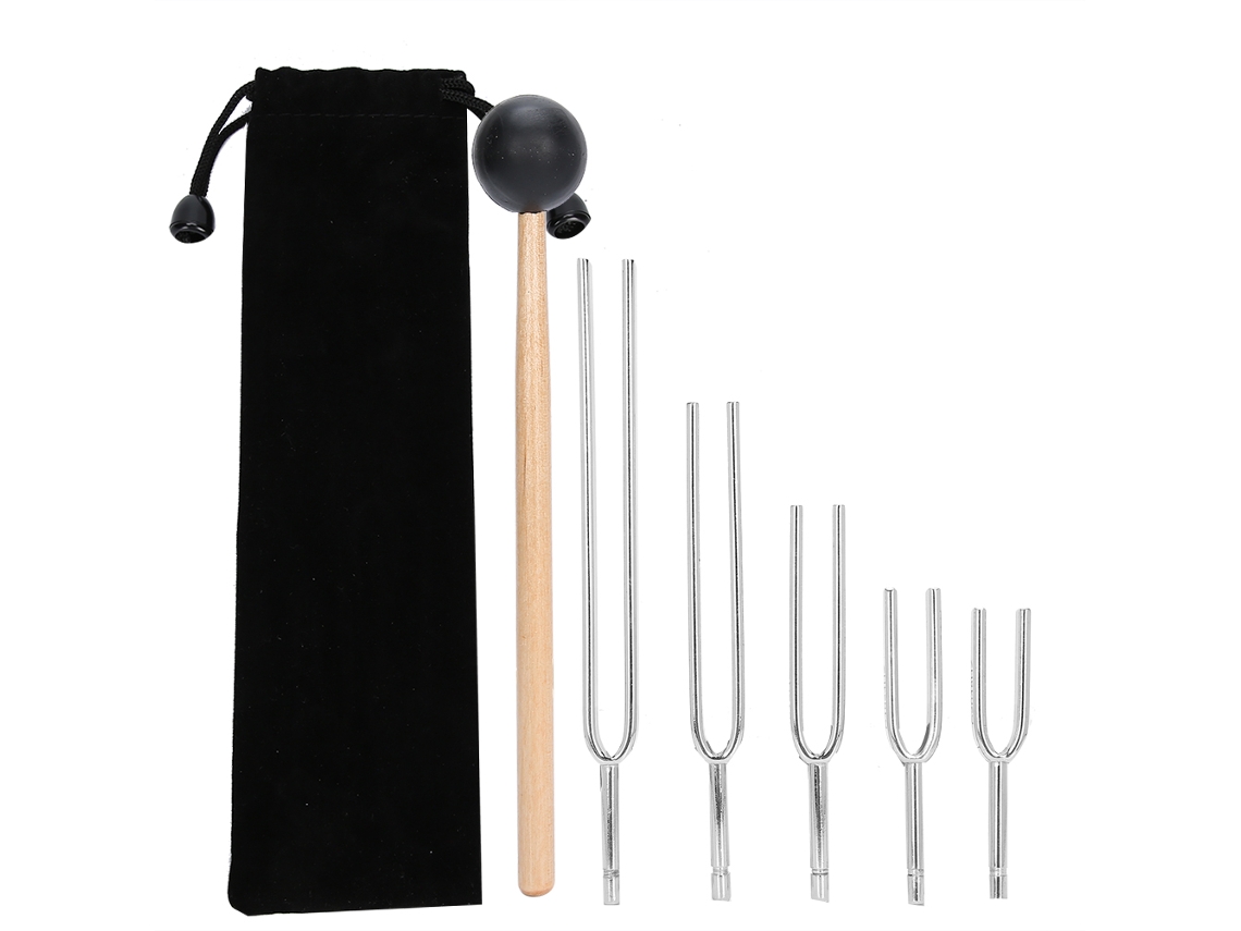 KOFIHETY Juego de Diapasones de Aleación de Aluminio para Terapia de Sonido - 128Hz, 256Hz, 512Hz, 1024Hz, 2048Hz