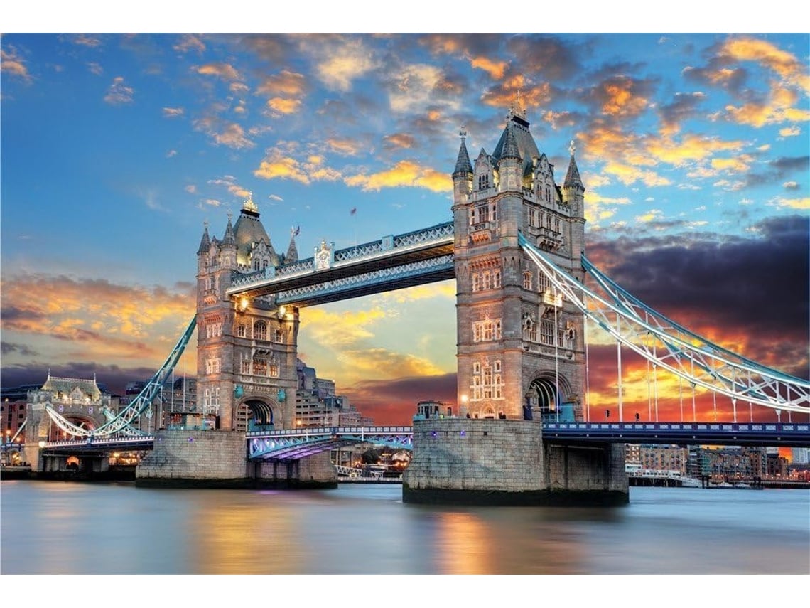 Rompecabezas De 1000 Piezas, Torre De Londres, Puente, Atardecer, Vista Nocturna, Educativo E Intelectual (azul)