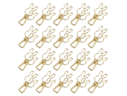 20 Pinzas Metálicas Huecas Multiusos Para Papel, De Acero Resistente, Color Plata, 3,3 X 1,2 Cm.