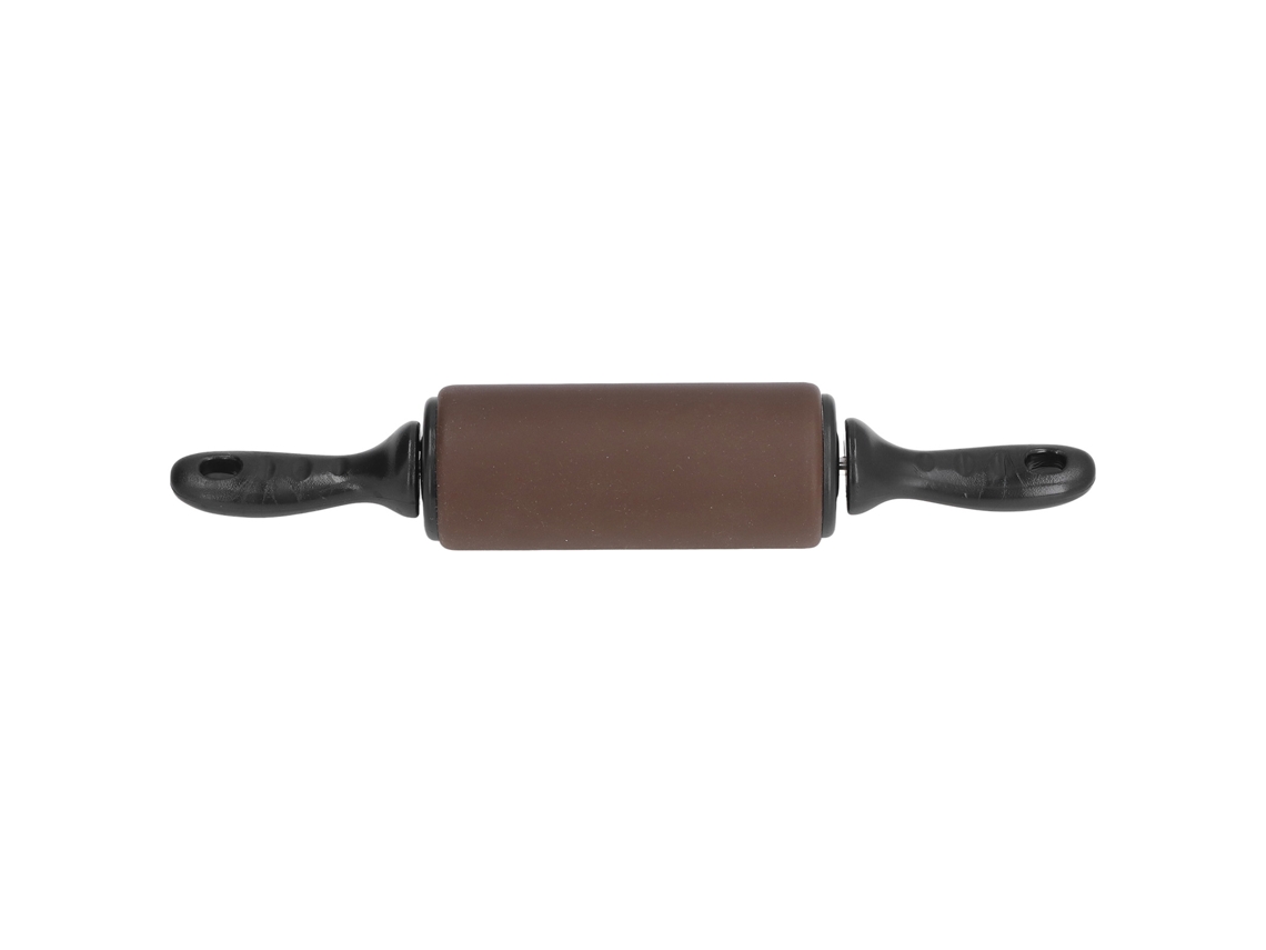 Rodillo antiadherente para pasteles, cocina y repostería, ABS y silicona, marrón, 24,5 cm