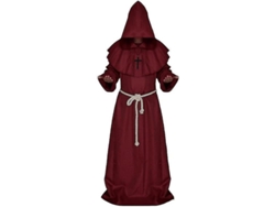 2026-túnica Capucha Monje Medieval Hombre Traje Cosplay Halloween Carnaval Fiesta Disfraz L Rojo