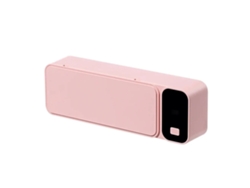 Esterilizador de cepillos de dientes UV recargable con soporte de pared y pantalla LED Mdug (rosa)