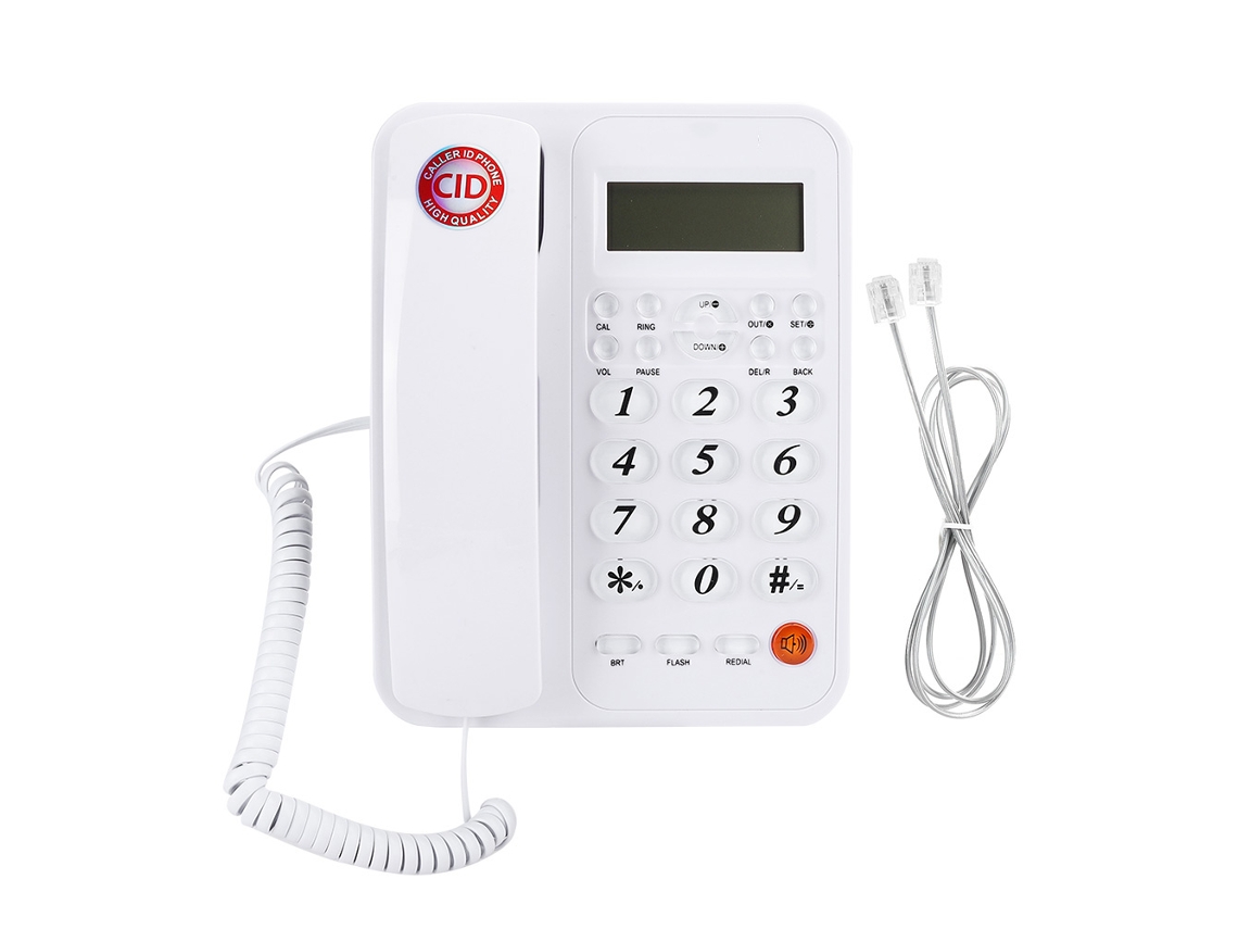 Teléfono fijo con identificador de llamadas y cable