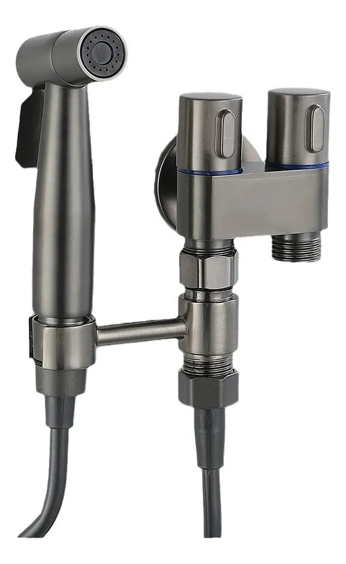Pistola de bidé ABS gris con doble salidaslowmoose