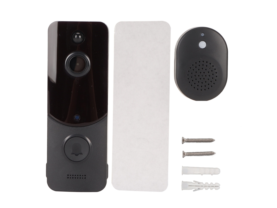 Timbre inteligente con wifi, cámara HD y visión nocturna - Negro