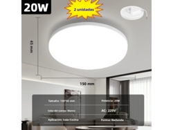 Lámpara de techo LED redonda moderna, iluminación de PVC de bajo consumo. MDUG (20 W, luz natural)