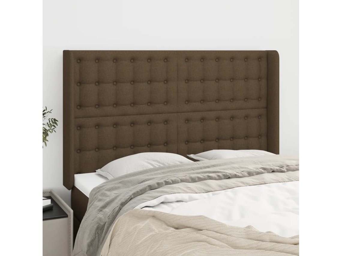 Cabecero Con Orejas De Tela Gris Claro 147x16x118/128 Cm