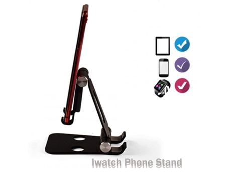 Soporte de escritorio portátil de aluminio ajustable para Smartphone iPhone iPad Laptops iWacth negro