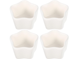 Juego De 4 Cuencos Para Salsa De Diseño Sencillo Y Resistente, En Cerámica Blanca.