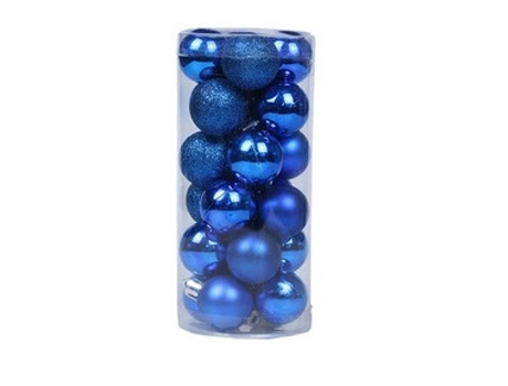 24 piezas de adornos de bolas de Navidad inastillables de 3 cm para decoración de fiesta de cumpleaños de boda de árbol de Navidad, azul