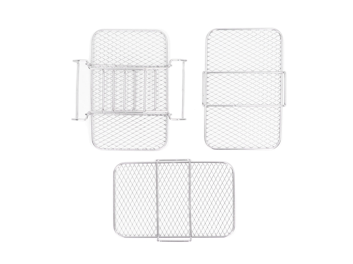 Parrilla Apilable De Acero Inoxidable De 3 Niveles Para Freidora De 8 Cuartos (19 X 12 Cm).