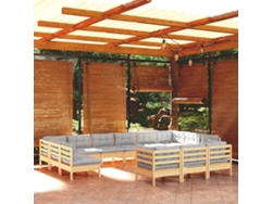 Conjunto de jardín de 13 piezas con cojines de pino gris de DKD Home Decor