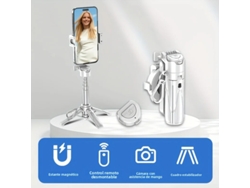 Palo de selfie magnético con trípode y control remoto, monopié portátil Mdug (blanco)