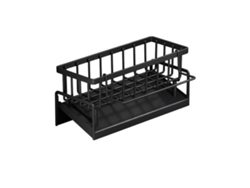 Escurridor de fregadero con soporte para paños de cocina, plástico negro, organizador Tommy01