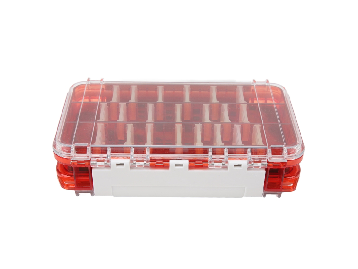 Caja Portátil Transparente E Impermeable De Doble Cara Para Accesorios De Pesca - Roja