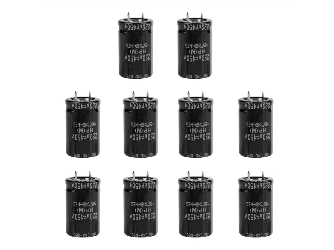 Kit De 10 Condensadores Electrolíticos Radiales De 450 V Y 220 Μf, 25 X 40 Mm, Componentes Electrónicos.