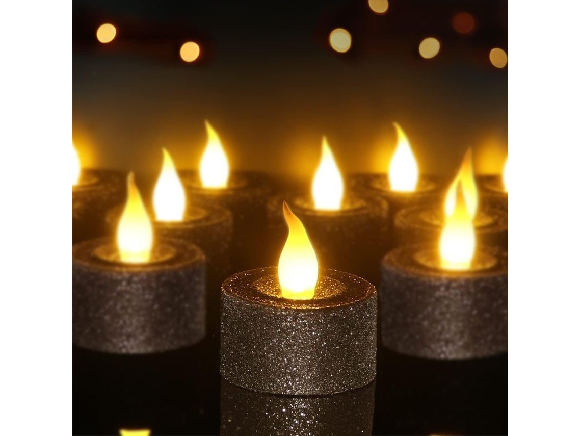 Velas Led Negras Operadas Por Batería, Velas Sin Llama Para Decoración De Halloween Y Estantes